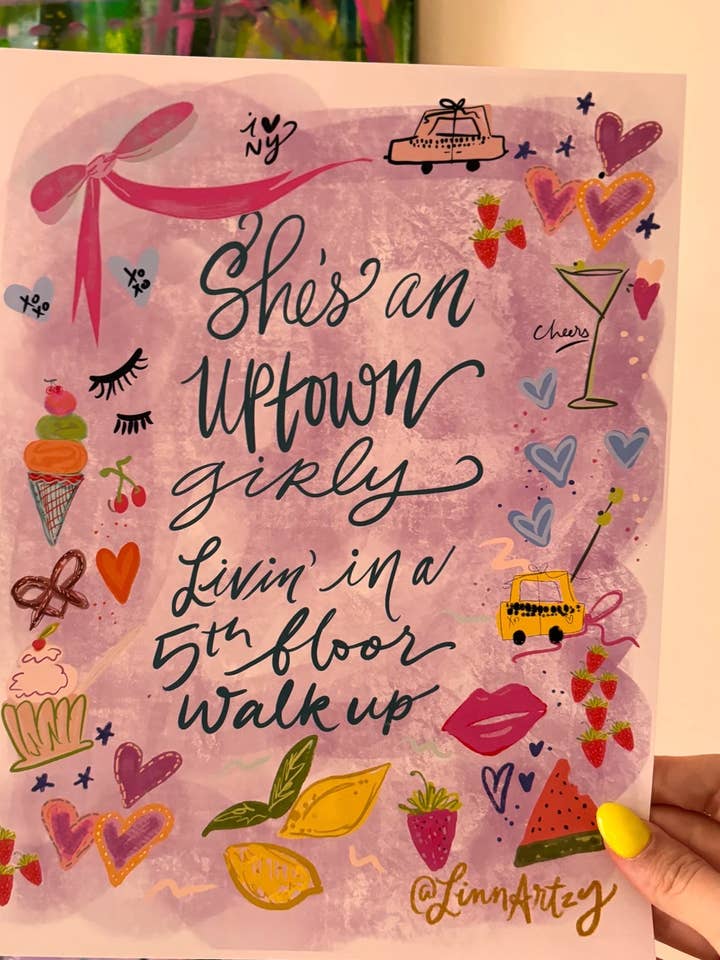 Uptown Girl Fifth floor - Impression d'art LinnArtzy (pink doodles) pour la vente par LinnArtzy