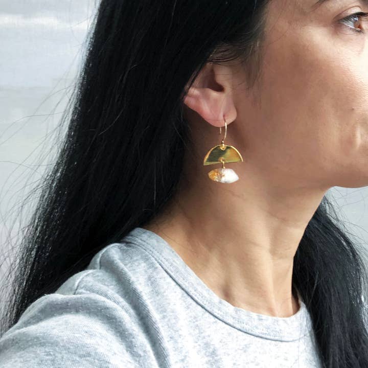 Laura Stark Designs - Wholesale Dangle Earrings - Half Moon Citrine Bohemian Earrings | Boho Jewelry1