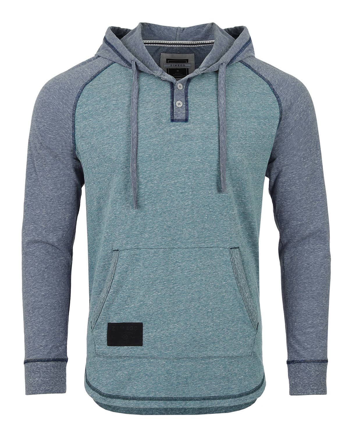 ZIMEGO – wholesale Hoodie - Herr – ZIMEGO herrhoddie med lång ärm, färgblock och henley-krage1