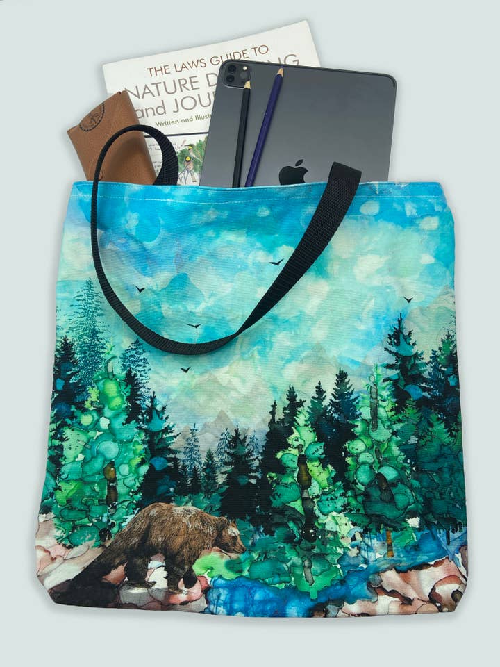 Sac fourre-tout Rocky Mountains/Souvenir Amérique du Nord pour la vente par The Doodle Diary