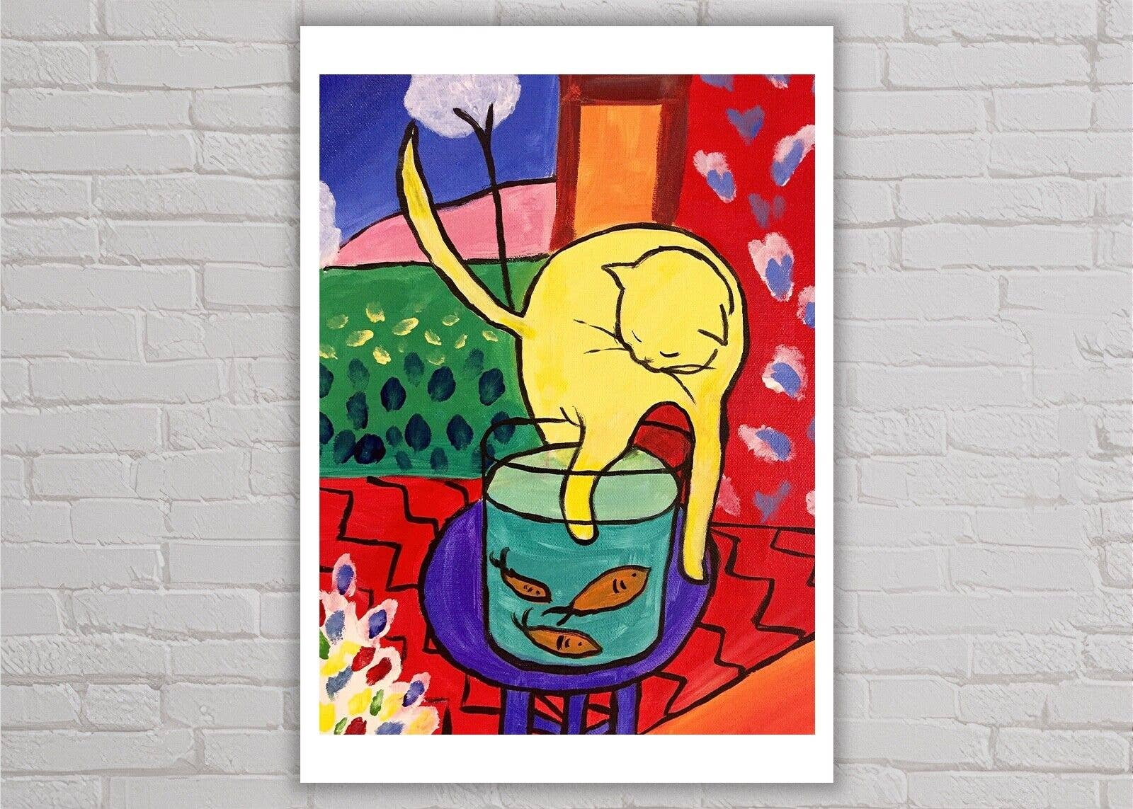 Go To Design - Wholesale Art Print - Fine art print Cat with Goldfish - Matisse unframed wall art4