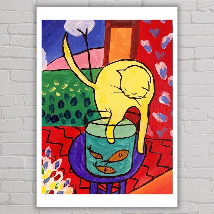 Go To Design - Wholesale Art Print - Fine art print Cat with Goldfish - Matisse unframed wall art4
