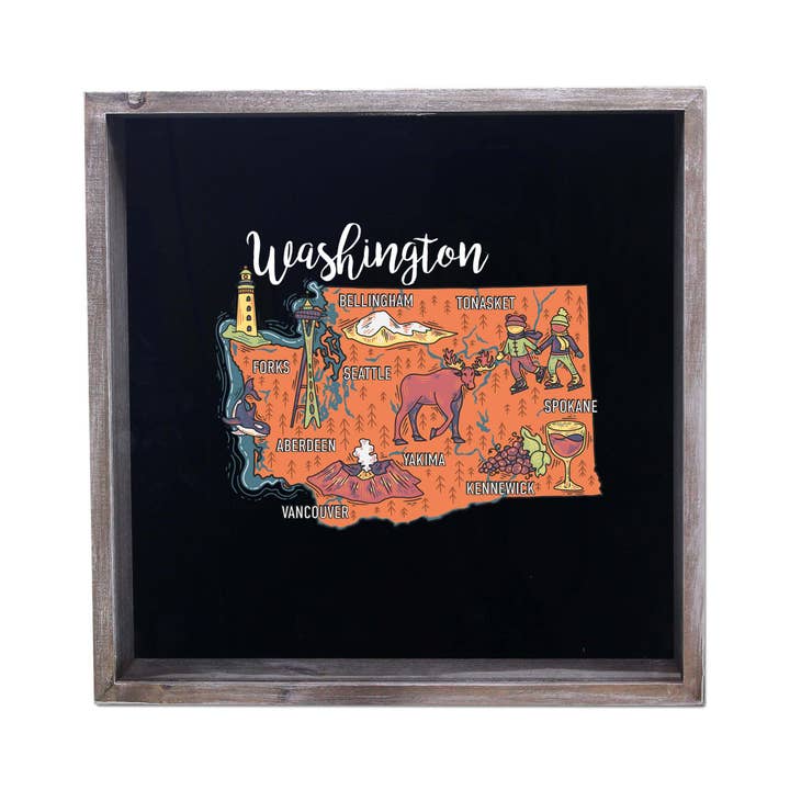 Torched Products - Wholesale Sign - State Map Design Shadow Box - Gray44