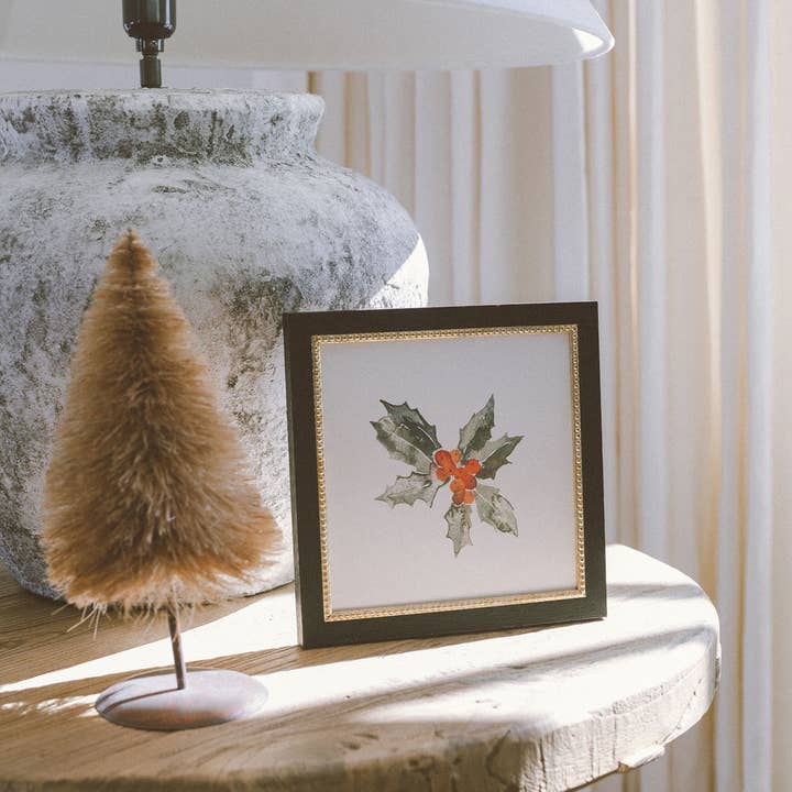 Petal Lane Home - Wholesale Christmas Wall Art - Holly Leaves Framed Antique Art2