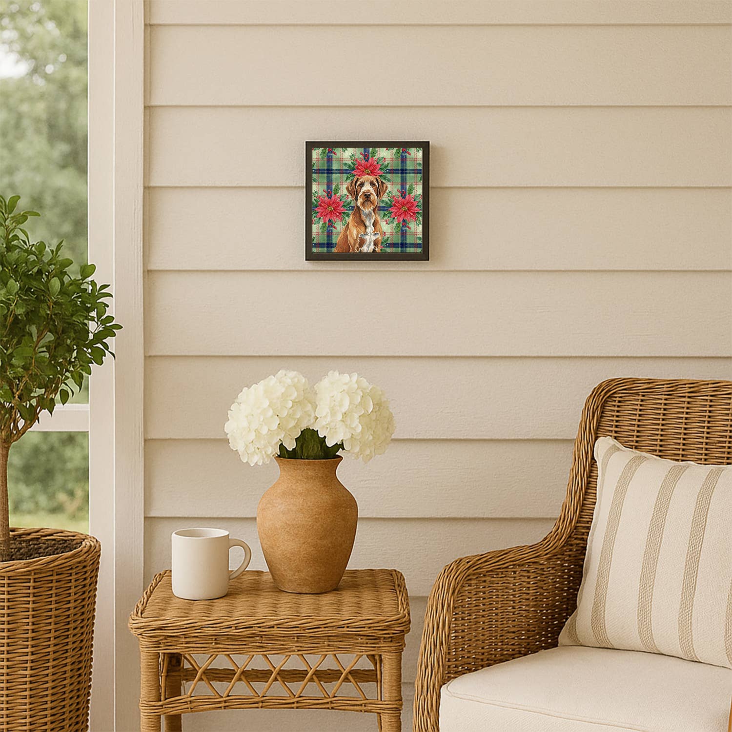 Caroline's Treasures - Wholesale Art Print - Wirehaired Pointing Griffon Christmas PoinsettIas Metal Pri3