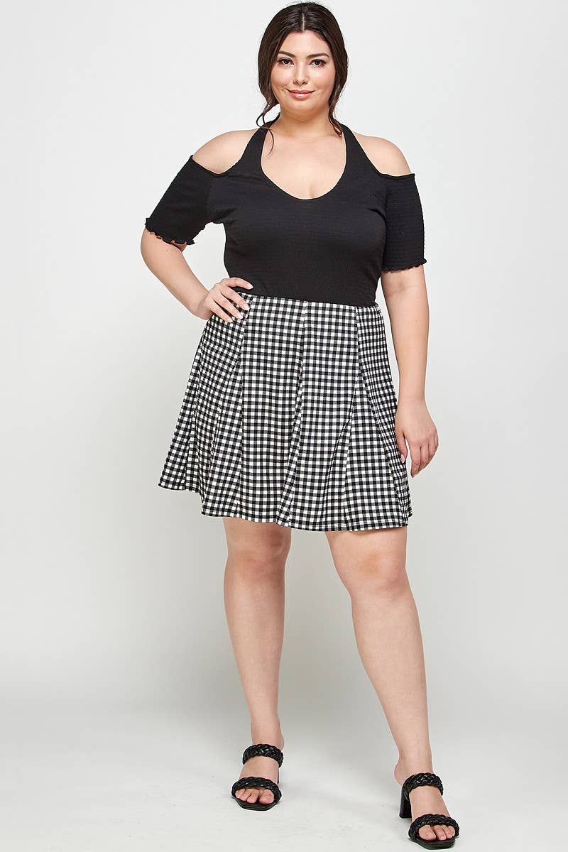 Haute Fox Plus Size & Contemporary - Wholesale Skirt - Women's - Plus Size Skirt A Line Gingham Check Print - KY18000-SK9