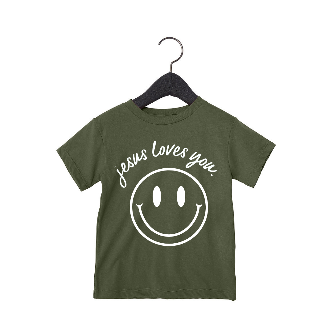 SBG Co. – wholesale Screen-printed t-shirt – Kids – Jesus Loves You Smiley Youth Tee8
