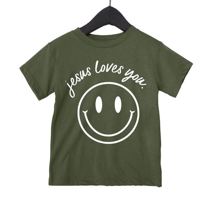 SBG Co. – wholesale Screen-printed t-shirt – Kids – Jesus Loves You Smiley Youth Tee8