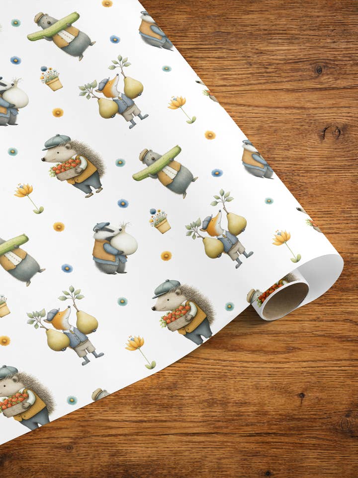 Gardening Gift Wrap, Vegetables Wrapping Paper for wholesale by Under the Oak Tree