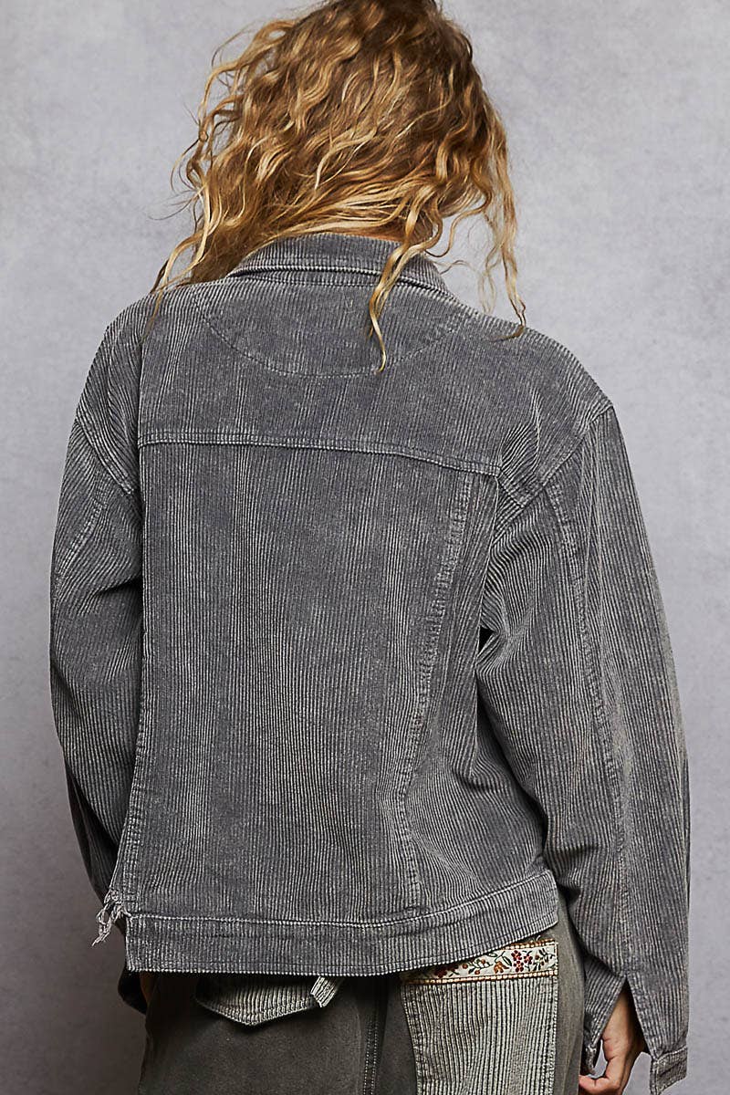 Pol Clothing - Wholesale Jacket - Women's - Pocket Front Button Down Corduroy Trucker Jacket SALE29