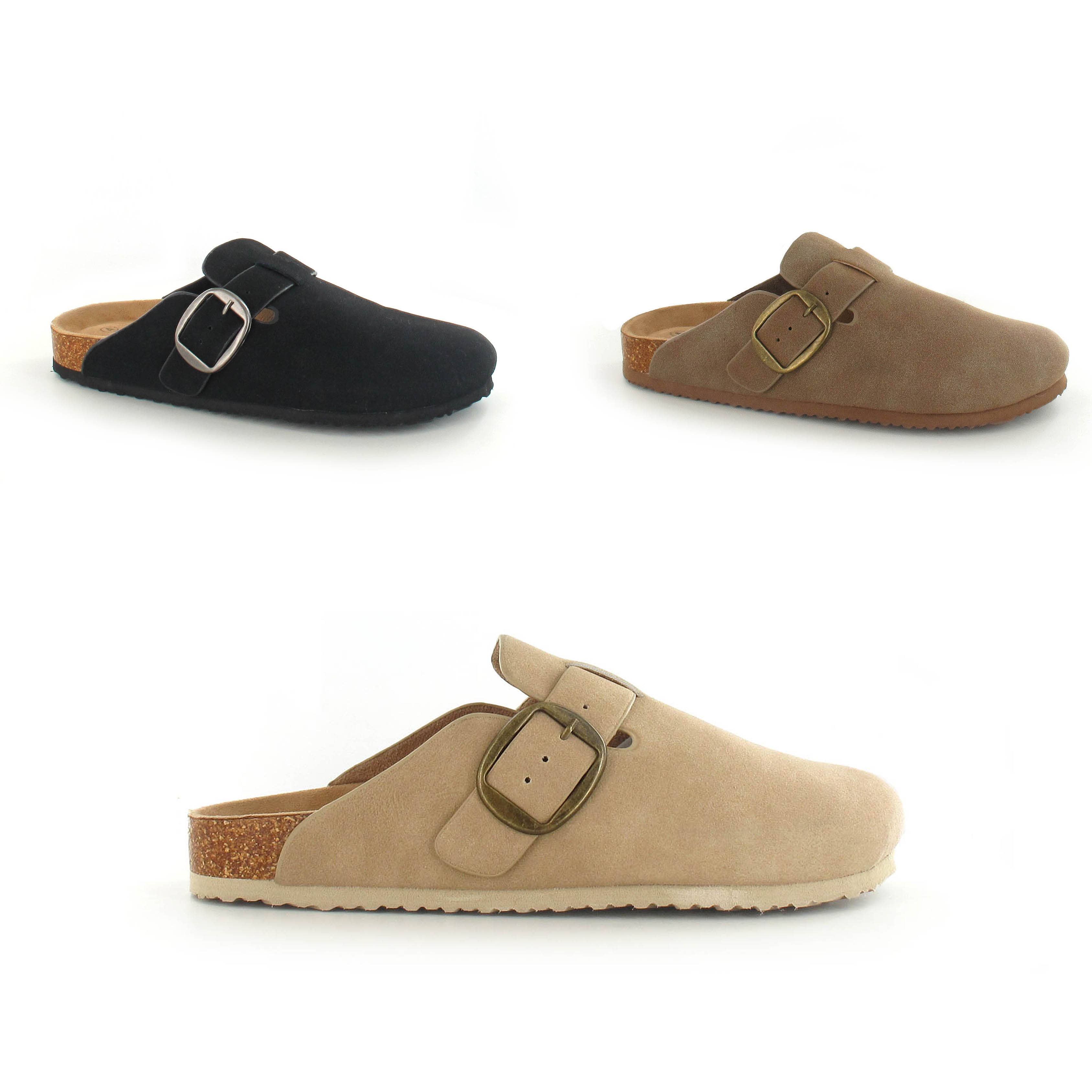 Ella Shoes Ltd – Großhandel Schlappen – Damen – Alice – Komfortable Mules aus Kunstwildleder mit verstellbarer Metallschnalle12