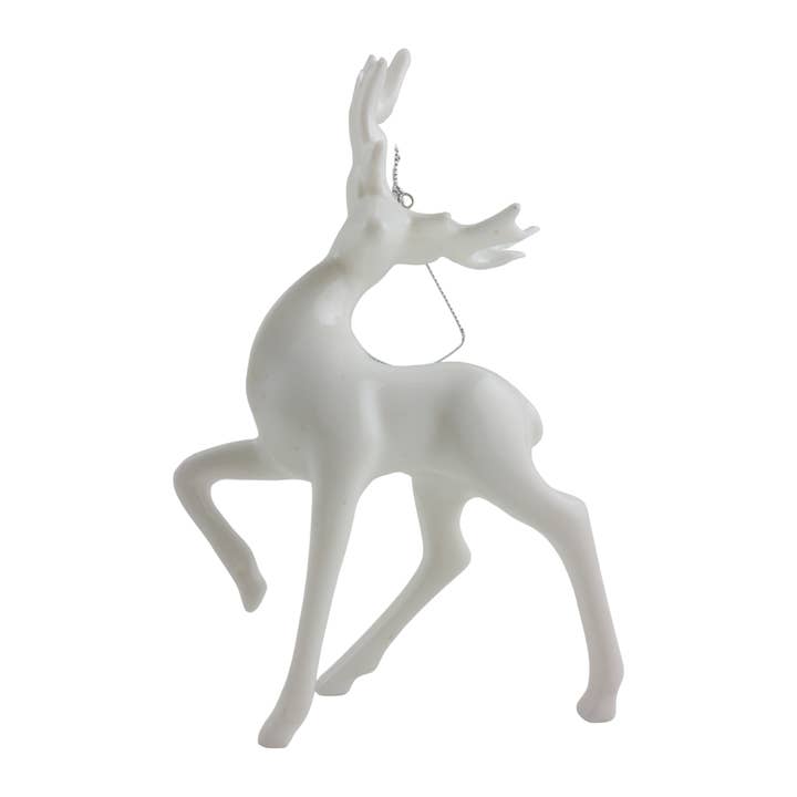 7" Pearl WhiteTroting Reindeer for wholesale by Decor N Beyond