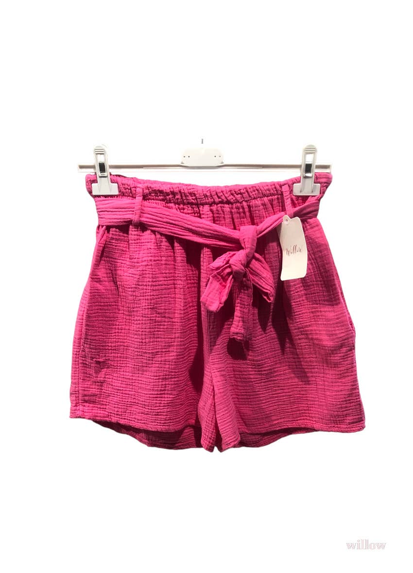 Moonsun - Vendita all'ingrosso Pantaloncini - Donna - Shorts in garza di cotone #2305 con cintura5