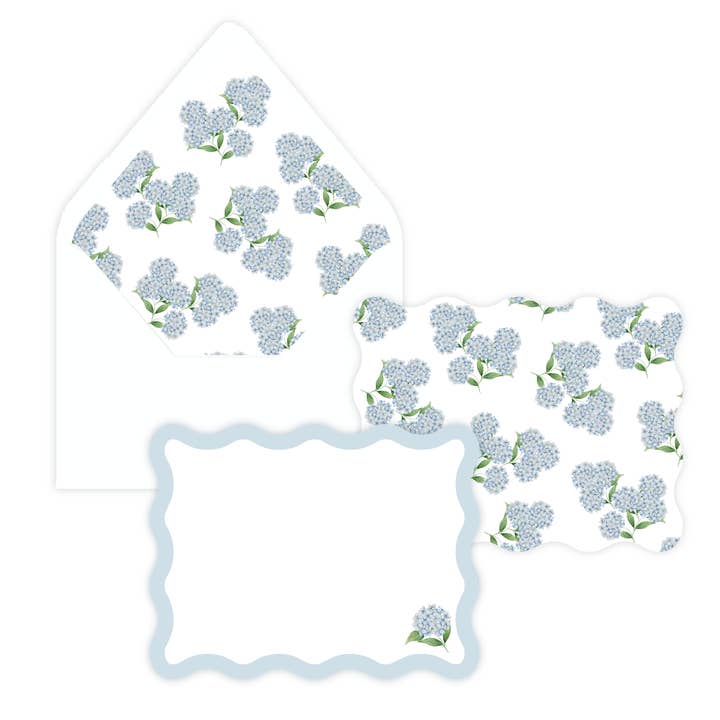 Blue Hydrangea Wave Notecard Set for wholesale by Rebecca Green Design