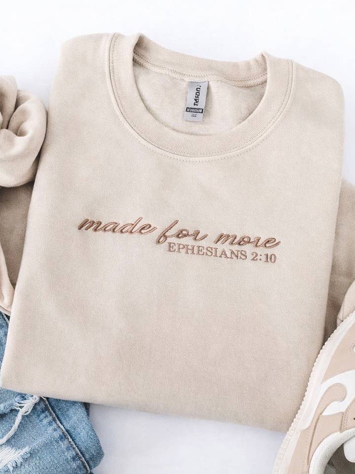 Besticktes "Made for More" Sweatshirt für den Großhandel von Wandering Wild Boutique