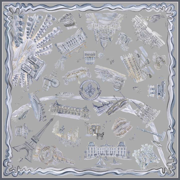 Paris - Tin - Sjaal van 100% zijde van keperstof voor wholesale door Grey Hall Design