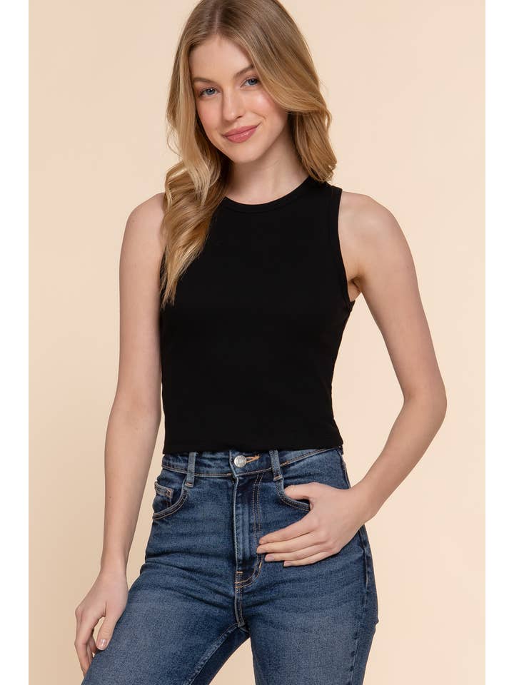 Active Basic | Active USA - Venta al por mayor Camiseta sin mangas - Mujer - Top sin mangas de punto acanalado de algodón y spandex con cuello redondo11