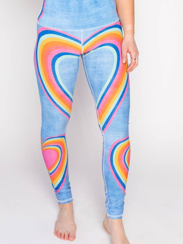 Rainbow Love Printed Yoga Leggings for wholesale by Yoga Democracy