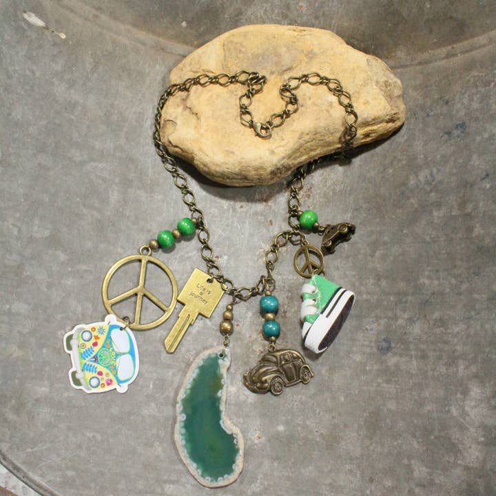 Let The Good Times Roll Charmed Necklace for wholesale by The Primitive Peddler, Inc.