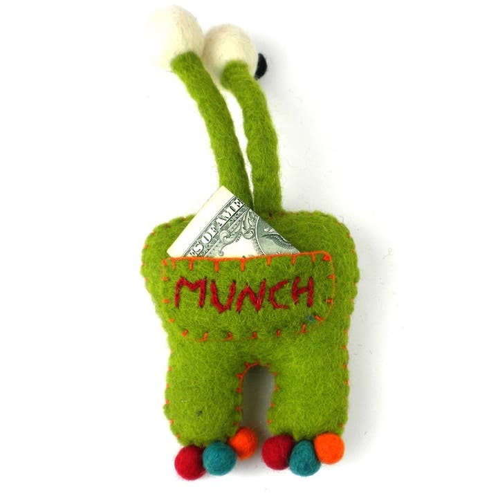 Global Crafts - Wholesale Toothfairy Pillow - Kids - Green Monster Felt Tooth Fairy Pillow