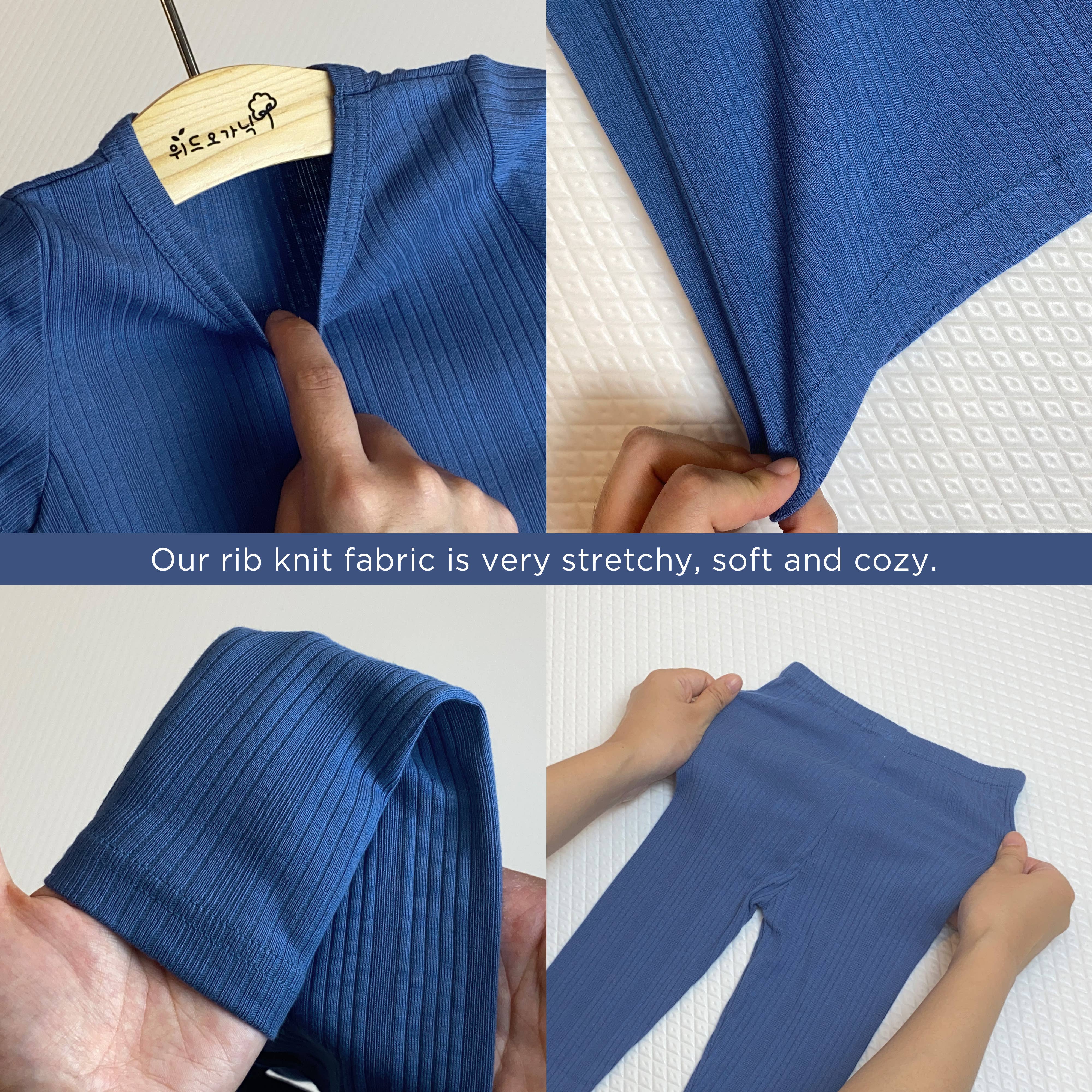 WithOrganic - Wholesale Sleepwear Set - Kids - Organic Kids 3 Pieces Rib Knit 39Pajama Set_Navy Blue3