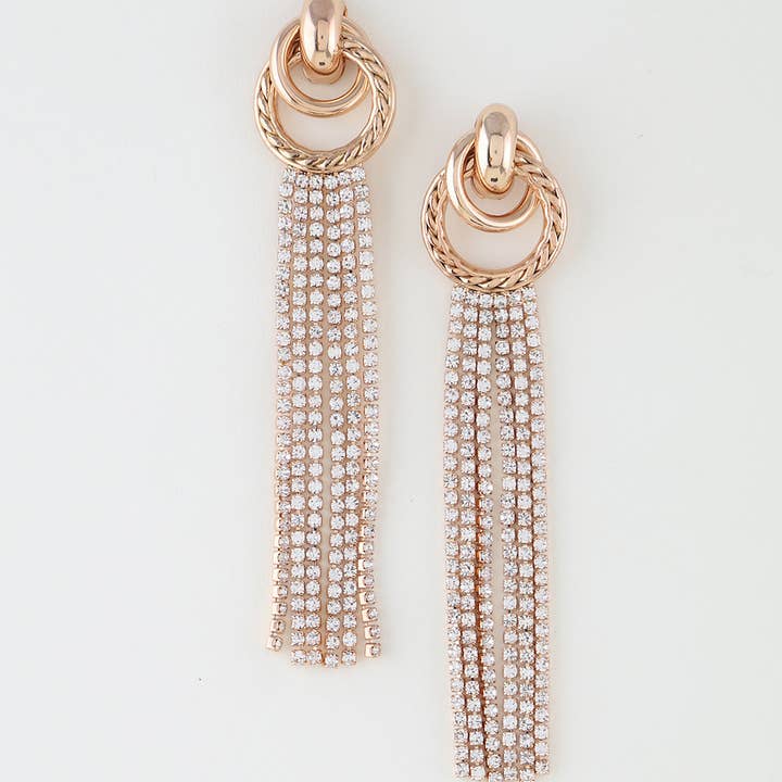GCL Twisted Rhinestone Curtain Drop Earrings for wholesale on Faire1