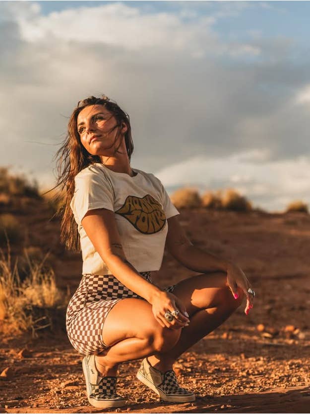 Rodeo Hippie - Wholesale Shorts - Women's - BROWN CHECKERED BIKER SHORTS4