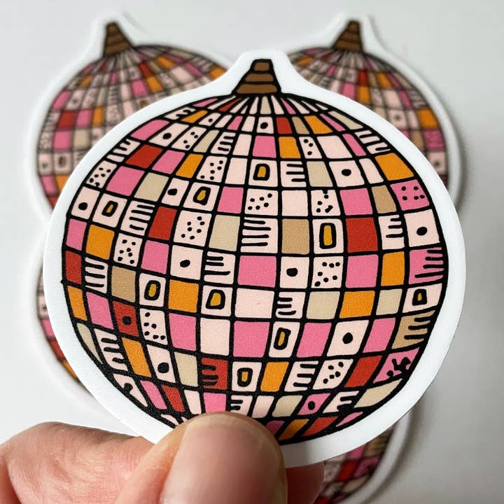 Retro Disco Ball Vinyl Sticker – Whimsical 70s Aesthetic Waterproof Decal for wholesale by Valentina Harper