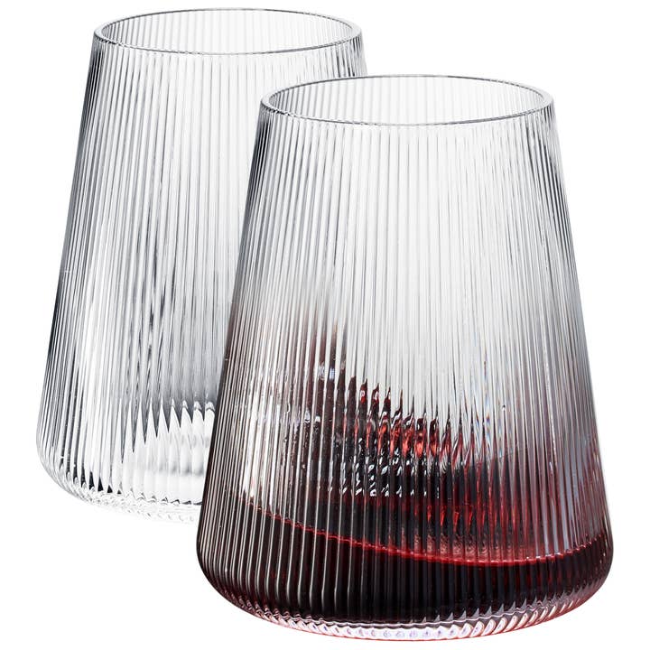 Ripple moderne wijnglazen | Set van 2 | Grote kristallen glazen van 400 ml voor wholesale door The Wine Savant / Khen Glassware