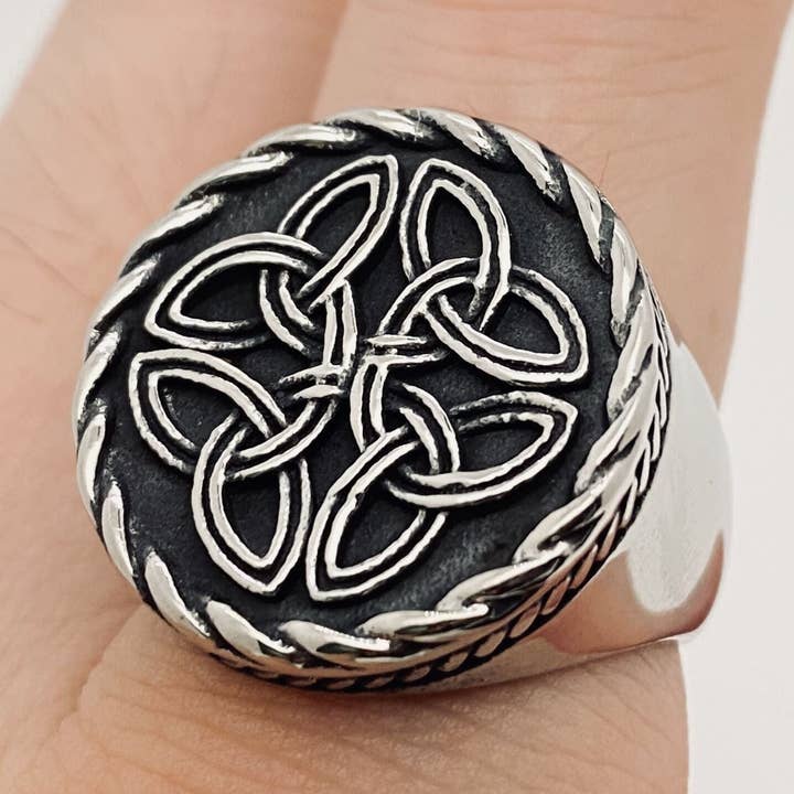 Stainless Steel Cast Viking Celtic Knot Men's Ring Gift for wholesale by Mio Queena