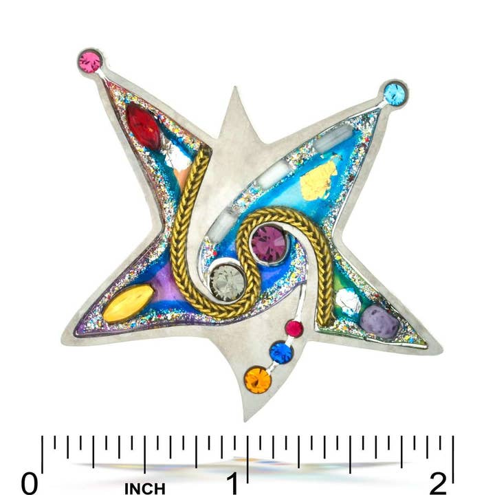 Seeka Jewelry and Judaica - Wholesale Broche - Seeka Kleurrijke ster van David Judaic Broche Pin1