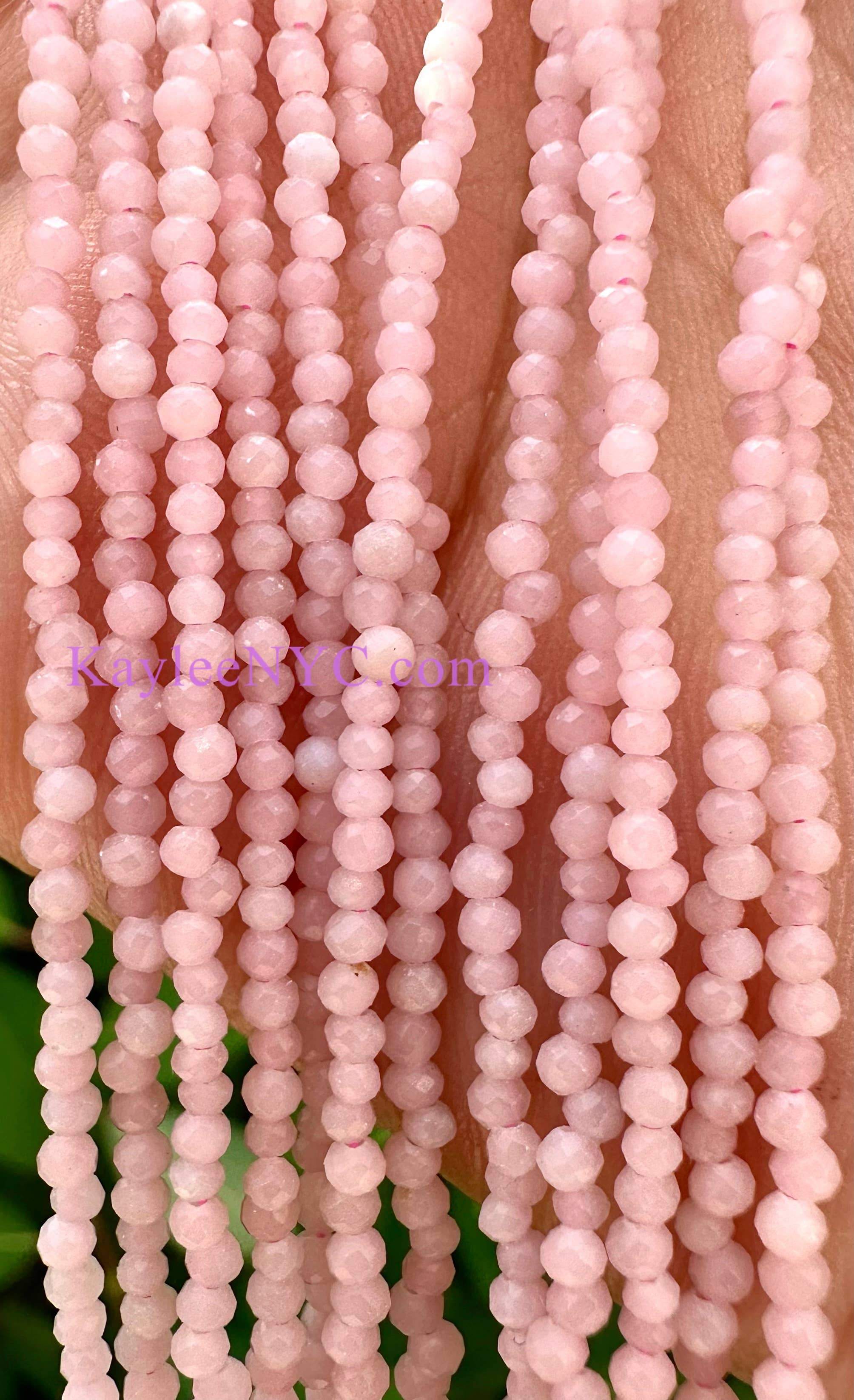 KayleeNYC - Wholesale Beaded/Pearl Necklace - 2mm Natural Pink Opal Necklaces Crystals Healing Energy1
