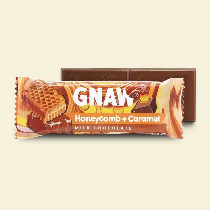 GNAW Chocolate – wholesale Chocolate bar – Honeycomb + Caramel - Milk Chocolate Snack Bar