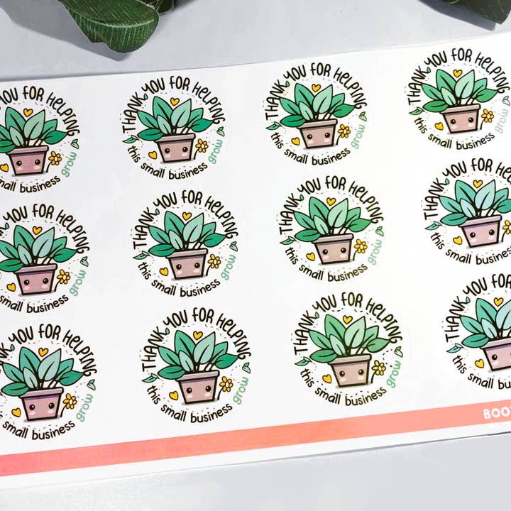 BootsTees - Wholesale Sticker - Cute Thank You Packing Stickers, 1.67" Water Resistant Round