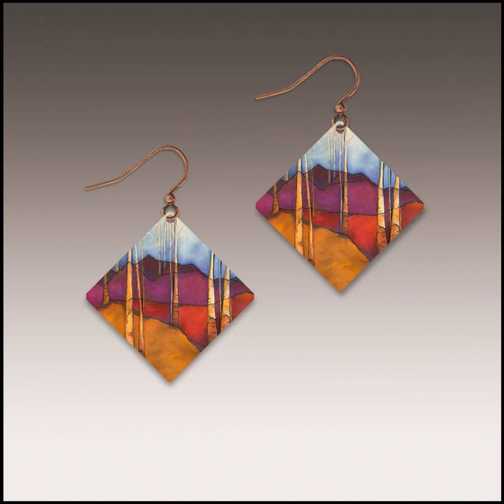 Trees and Hills Statement Handmade Earrings for wholesale by Illustrated Light & DC Designs