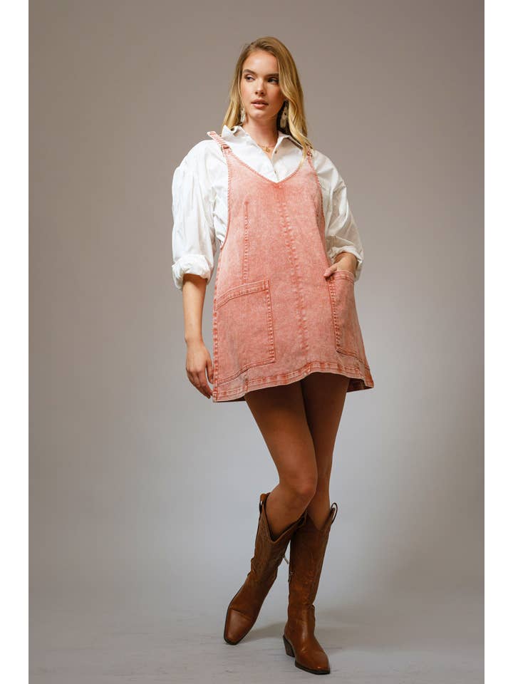 CANYON CLAY 23315D - Garment Washed Denim Overall Dress for wholesale on Faire1