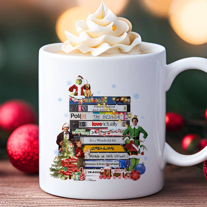 House Of Rodan - Wholesale Coffee Mug - Christmas Movies VHS Tapes - Elf Clark Coffee Mug
