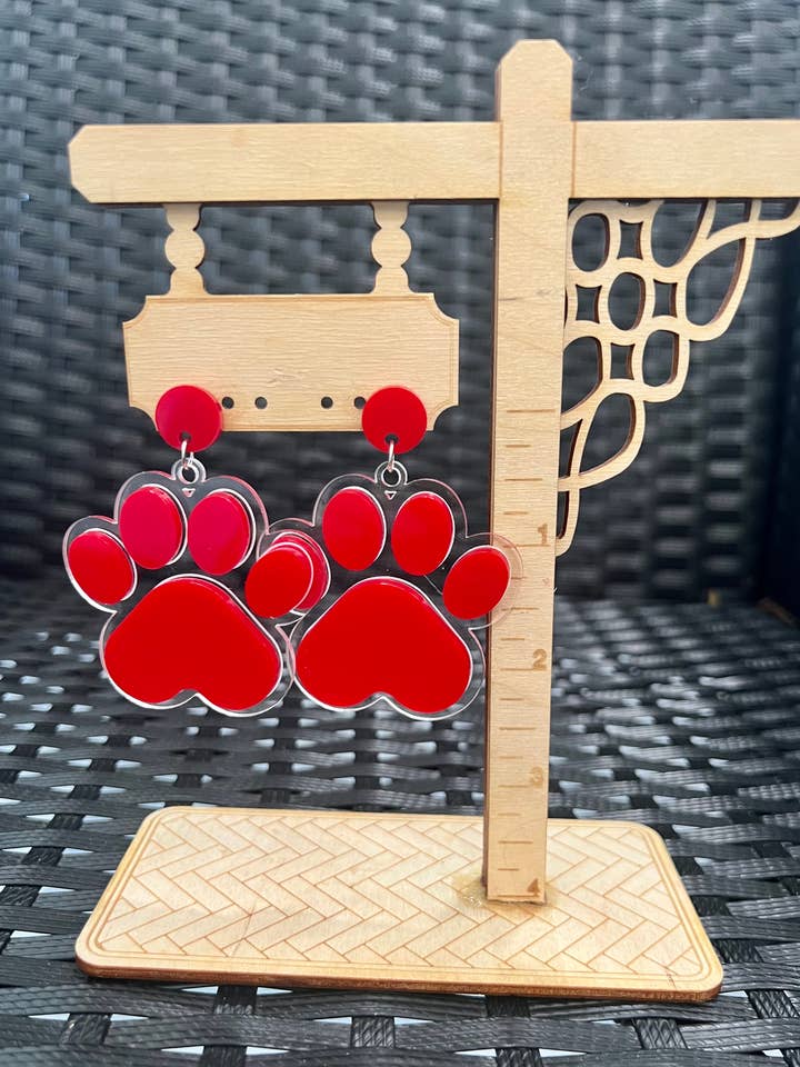 Custom Floating Paw Earring- School Spirit - Game Day for wholesale by BMR Designs