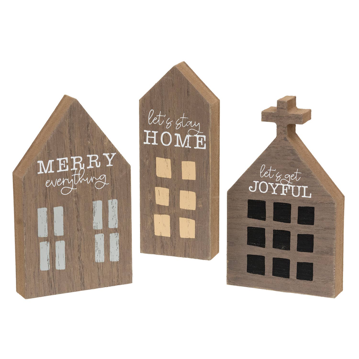 The Hearthside Collection - Wholesale Kerstdecoratie - Vrolijke, Vrolijke, Huiselijke Chunky Primitieve Huisoppas - 3 Assorti.0