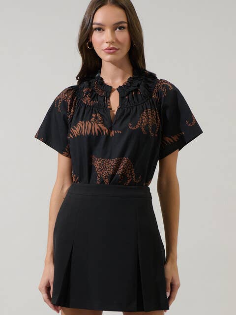 Zenzi Jungle Darthy Smocked Top for wholesale by Sugarlips