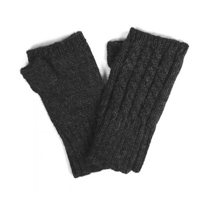 Fingerless Quad Cabled Knit Alpaca Gloves for wholesale by Lanart Alpaca