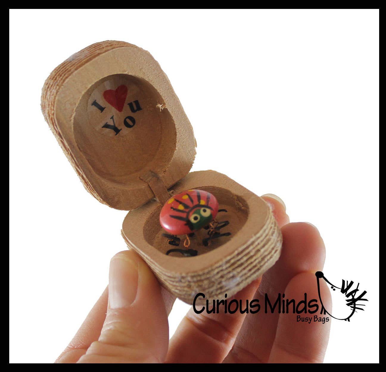 Curious Minds Toys – wholesale Gag gift/novelty gift – 1 Love bug in Box Novelty Gift -Bugs Legs Wiggle Wood Hinge4