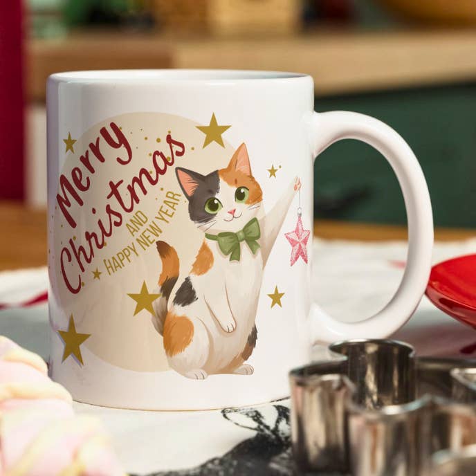 Mug Chaton Joyeux Noël pour la vente par Charmy Gift Store