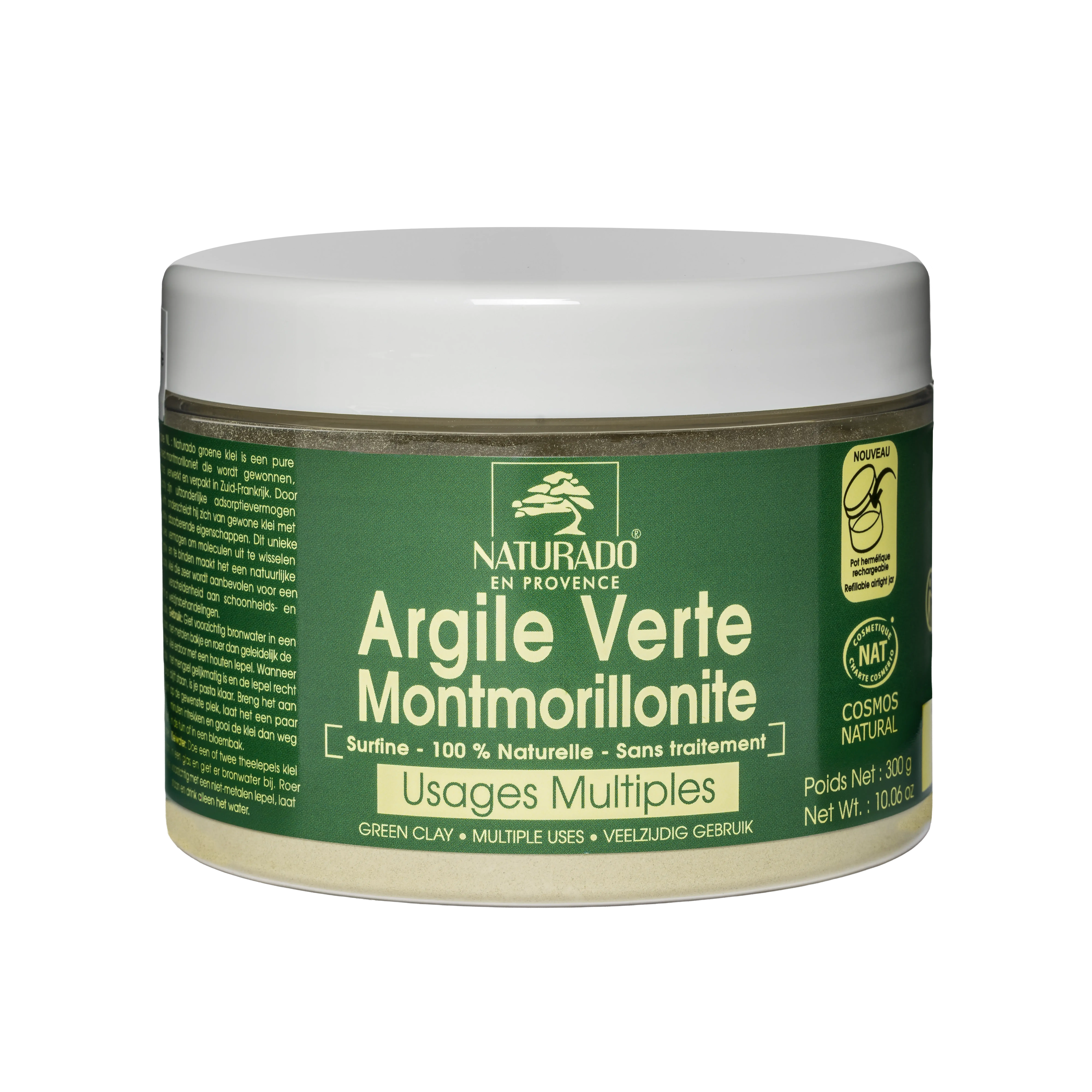 NATURADO EN PROVENCE - Wholesale Skincare Face Mask - Montmorillonite Cosmos Natural 300g green clay pot1