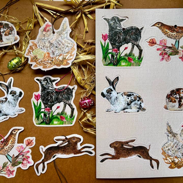 Set of wildlife inspired Spring decorations. for wholesale by Clare O’Neill Artworks