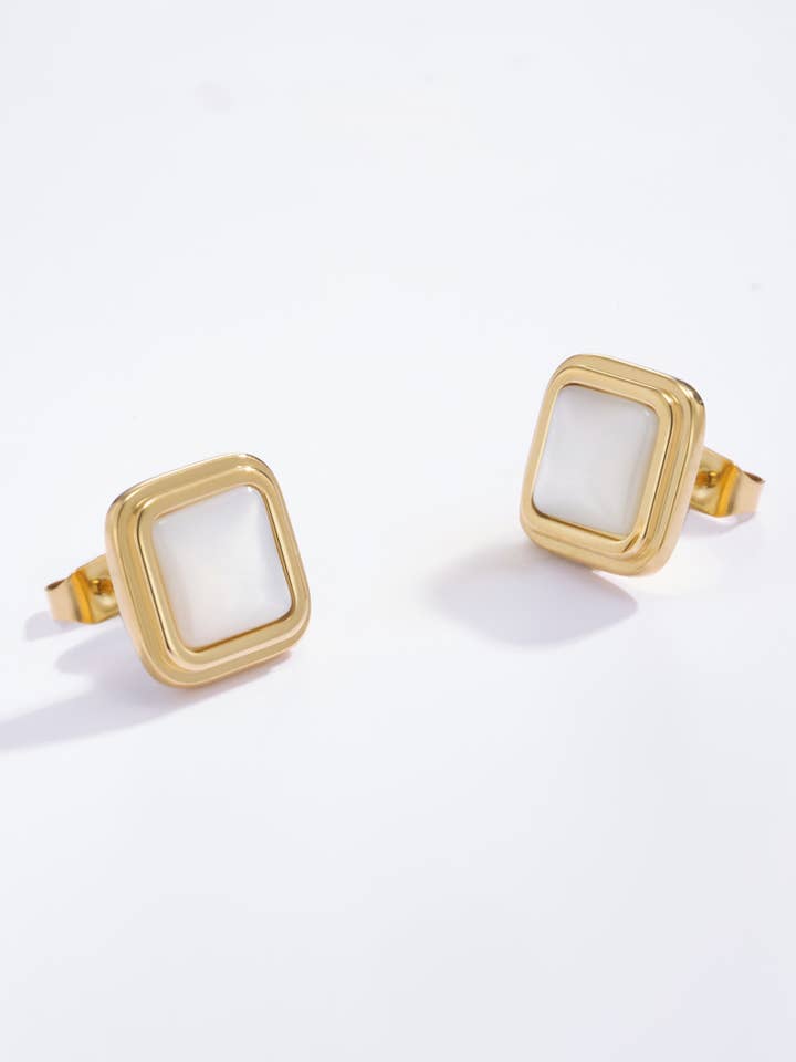 124AQ133 stainless steel stud earrings for wholesale by BYREN | ÉLINE L'ATELIER