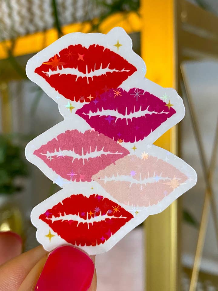 Valentines day lips sticker (holographic) for wholesale by Party Like A King