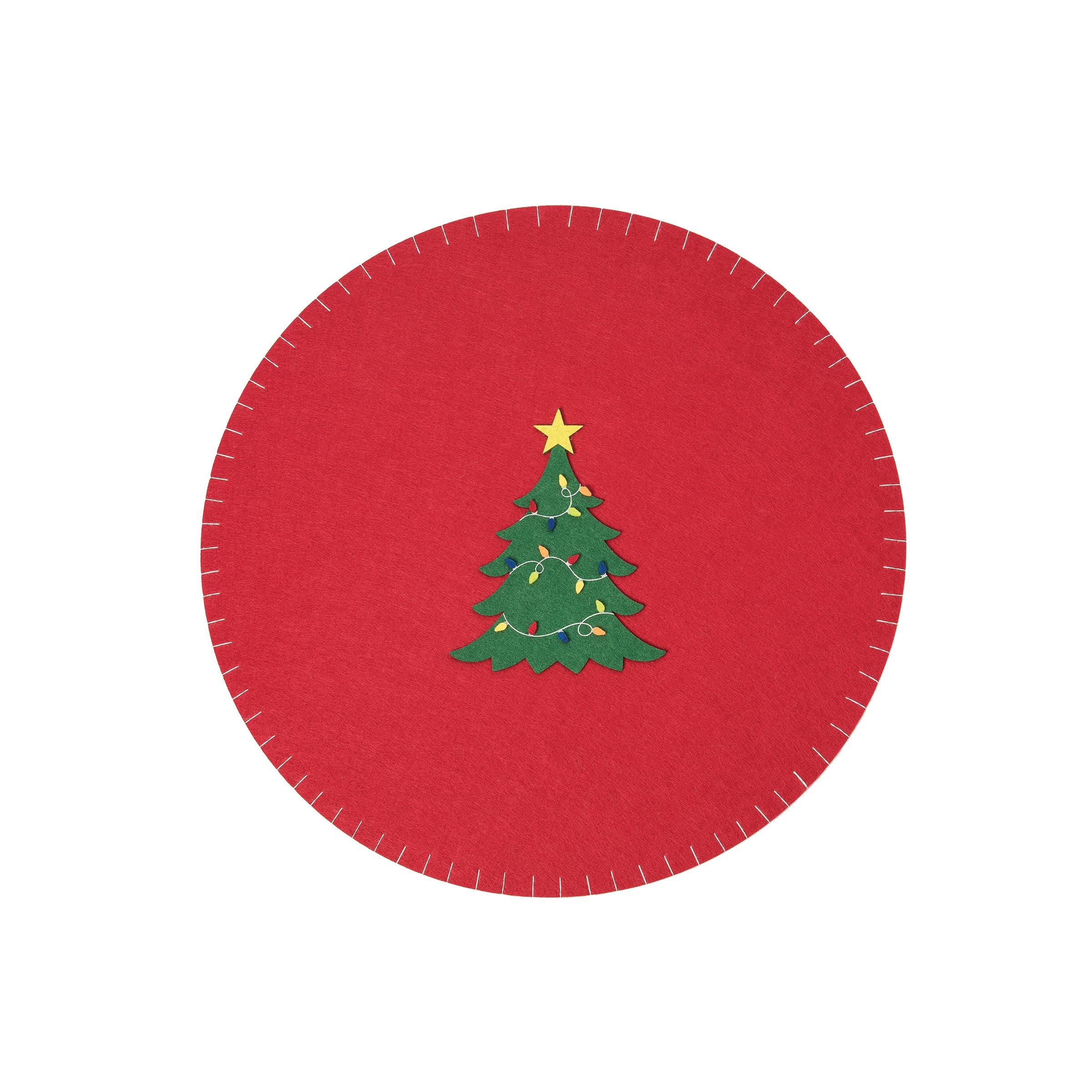 C&F Home - Wholesale Placemat - Christmas Tree Round Red Felt Placemat0