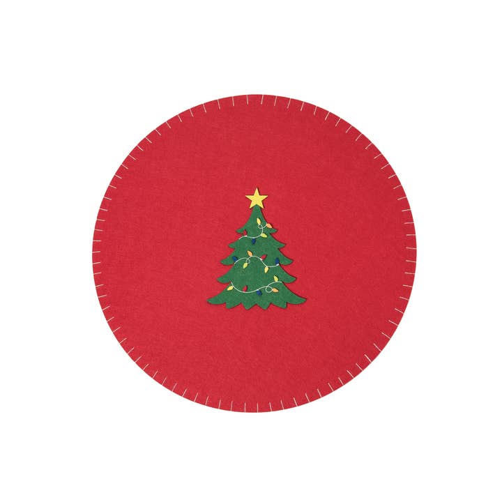 C&F Home - Wholesale Placemat - Christmas Tree Round Red Felt Placemat