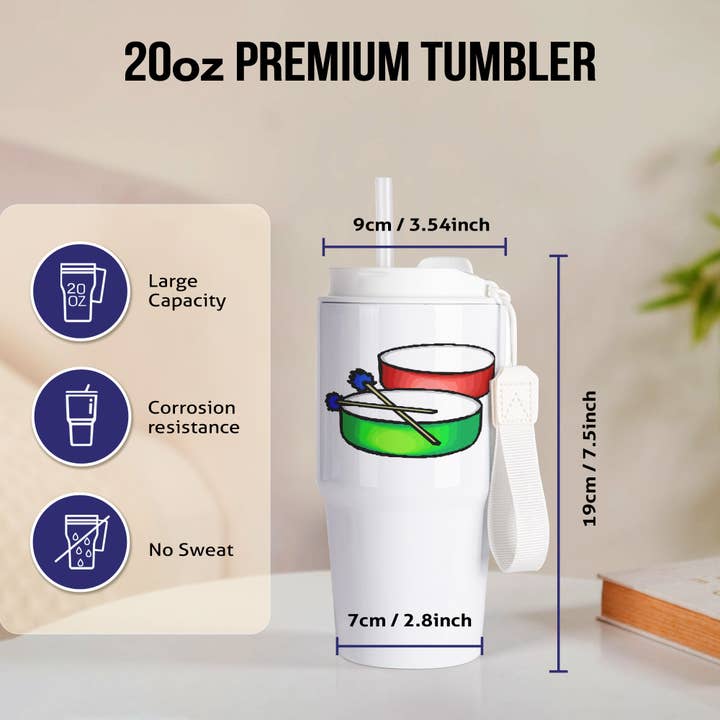 3dRose - Wholesale Insulated Mug/Tumbler - 3dRose, pan white head drums with mallets music percussion, Tumbler1